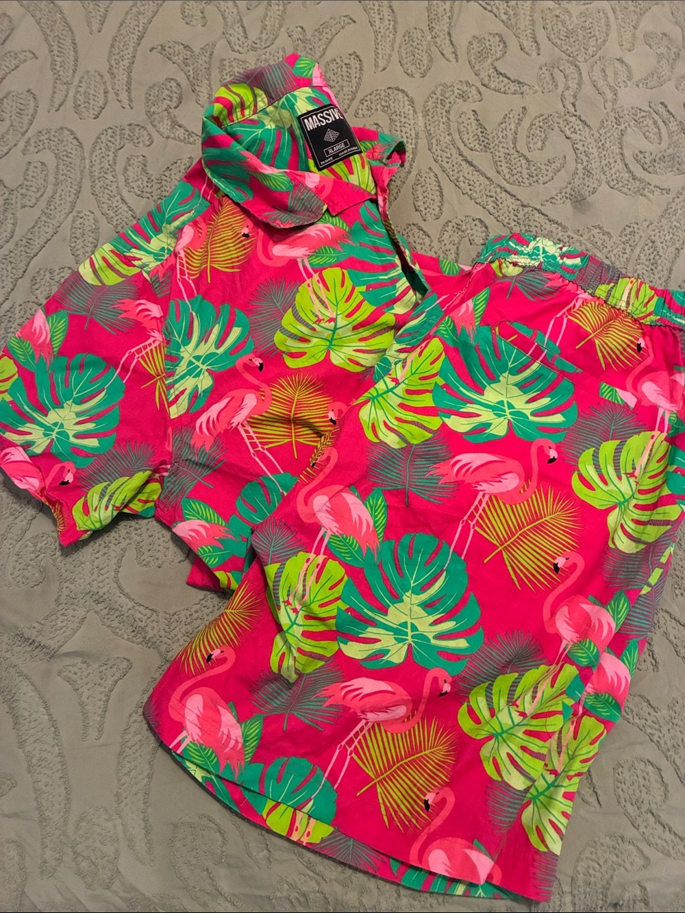 Massive Pink Tropical Flamingo Swim Trunks
